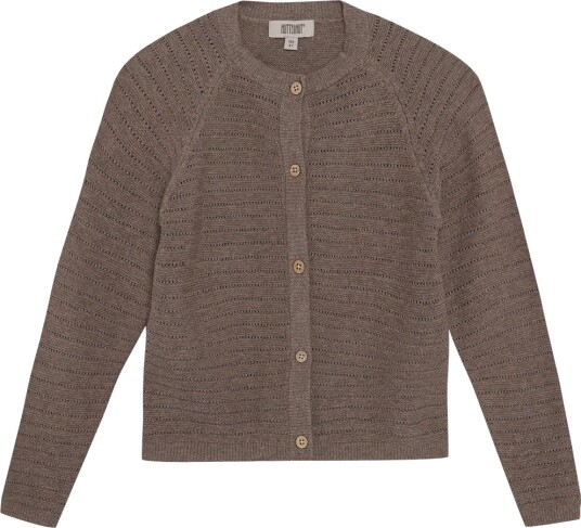 Huttelihut Cardigan Strikk/Hullmønster Cinder Melert Huttelihut 2 år (92) Cardigan Brun