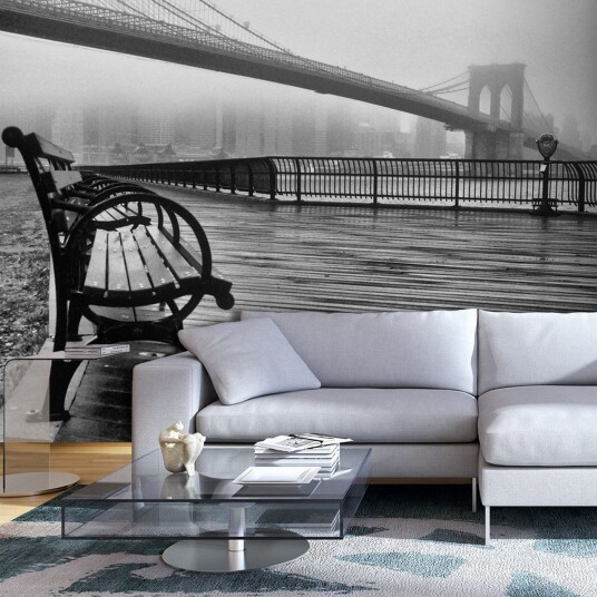 Fototapet A Foggy Day On The Brooklyn Bridge 250x175 - Artgeist sp. z o. o.