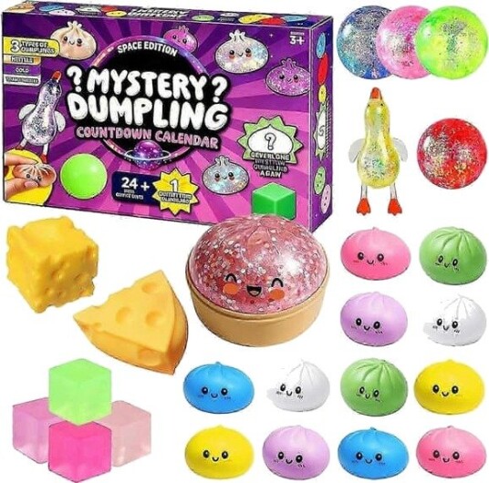 Morsom myk klembar dumpling 24 dagers adventskalender dekompresjons fidget leketøy sortiment lilla