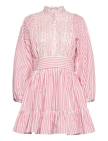by Ti Mo Seersucker Mini Dress   Pink   XS