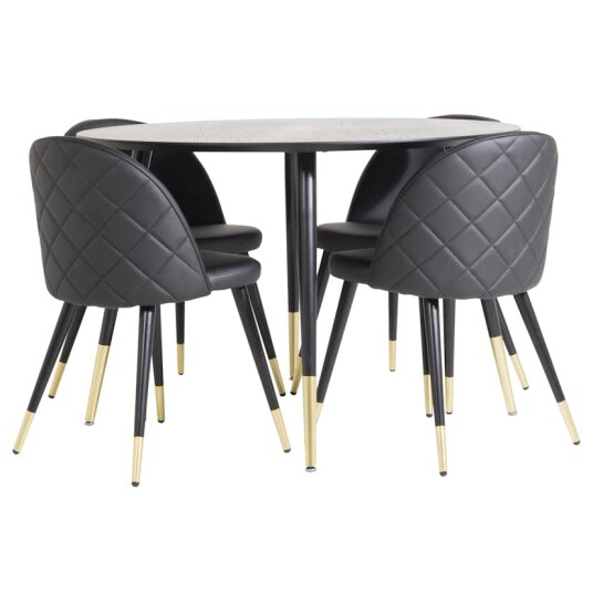 Venture Home Spisegruppe Venture Home Disa Rund med 4 Valentina Stoler Lær GR843