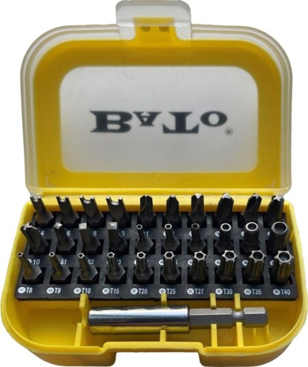 BATO 1/4' Bitssæt gul sikkerhedsbits. 31 dele. Med 60 mm. bitsholder.