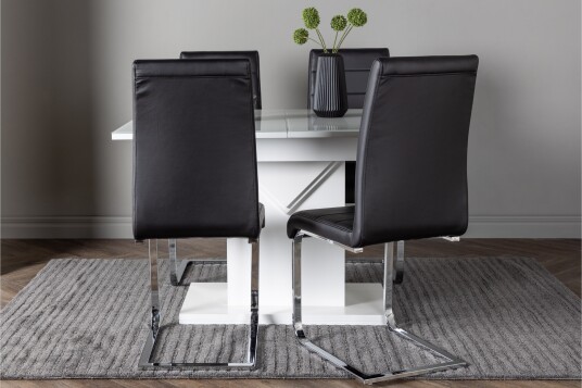 Venture Home Pluto Spisegruppe 120 cm Rektangulær med 4 Tempo Stoler Sort