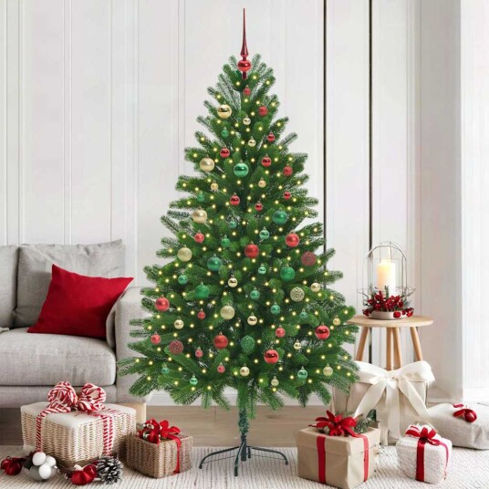Juletre med 300 LED med stativ grønn 180 cm PE