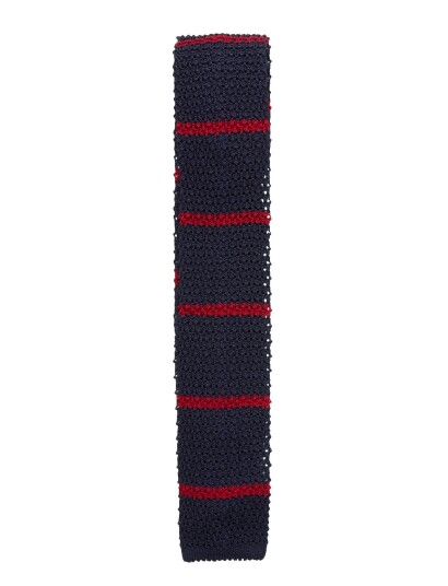 Polo Ralph Lauren Striped Knit Silk Tie   Navy   ONE SIZE