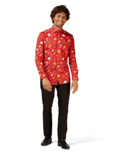 Boland Traciks Juleskjorte Doodle Red OPSM0018XXL