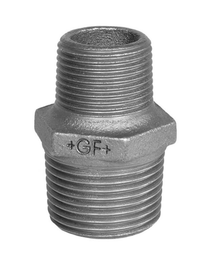 Georg-Fischer Hexagon nipple black reducing 1/2 x 1/4