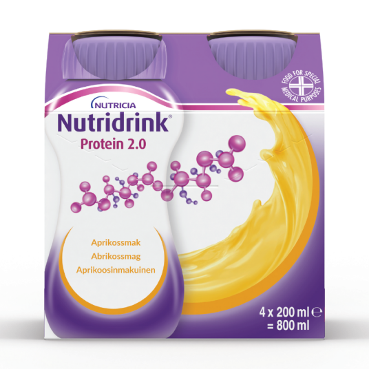 Nutridrink Protein 2.0 Næringsdrikk Aprikos 4x200 ml Nutridrink Protein 2.0 Næringsdrikk Aprikos 4x200 ml