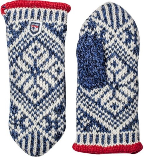 Hestra Nordic Wool Mitt Middle Blue/White Mellanblå/Offwhite 6