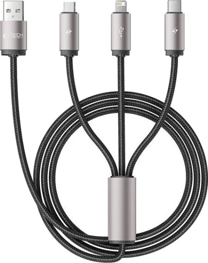 Tech-Protect UltraBoost 3-i-1 KABEL Lightning USB-C MicroUSB 100cm 3.5A Grå Tech-Protect UltraBoost 3-i-1 KABEL Lightning USB-C MicroUSB 100cm 3.5A Grå