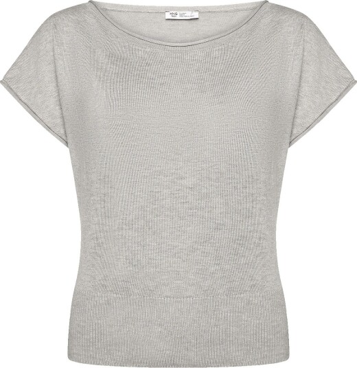 Mango Short Sleeved Knitted Sweater Grey S