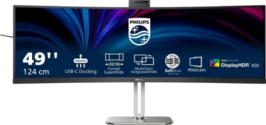 Philips 49" Buet Ultrawide Skjerm 5120x1440 75Hz med KVM-bryter Svart Philips 49" Buet Ultrawide Skjerm 5120x1440 75Hz med KVM-bryter Svart