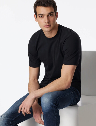 Schiesser Shirt 1/2 - Black - XL