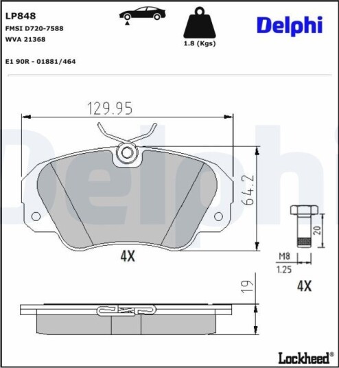 DELPHI LP848 Bremseklosser