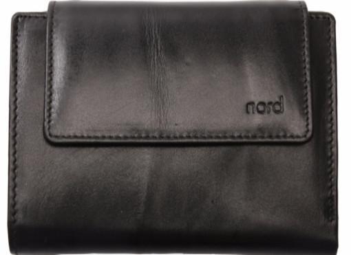 Nord Leather Dame skinn portemone 9 kortlommer/ myntlomme Svart