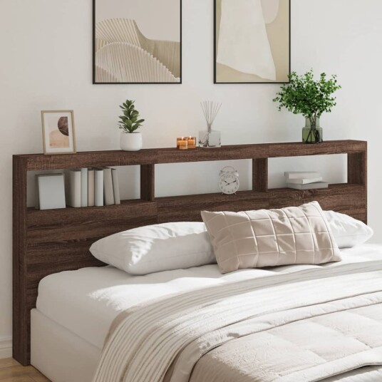 Hodegavl skap med LED brun eik 220x17x102 cm 8721012465459