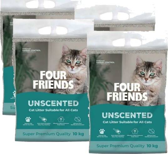 Fourfriends Uparfymert Kattesand 4X10 kg Fourfriends Uparfymert Kattesand 4X10 kg