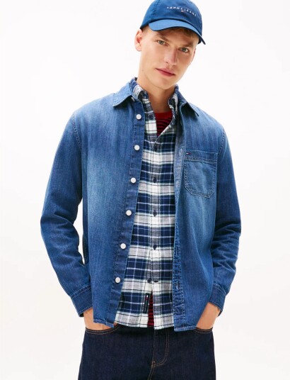 Tommy Jeans Tjm Denim Regular Fit Shirt Ext Blue M
