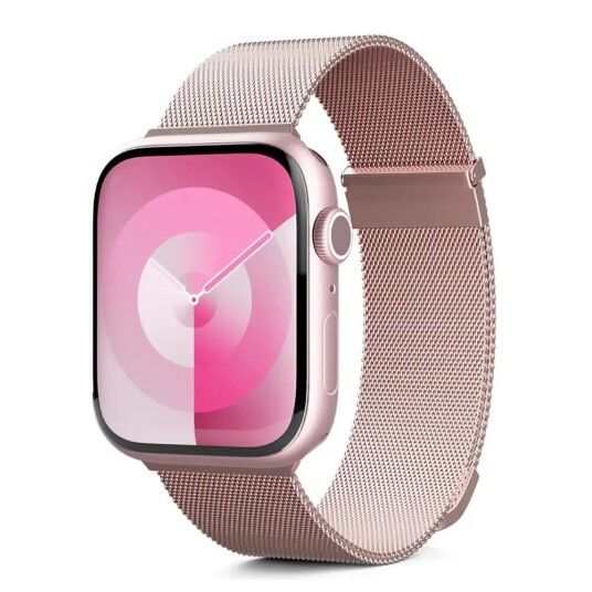 Apple Watch (42/44/SE/45/49mm) Epico Milanese+ (Plus) Rustfri Stål Rem - Rose Gold