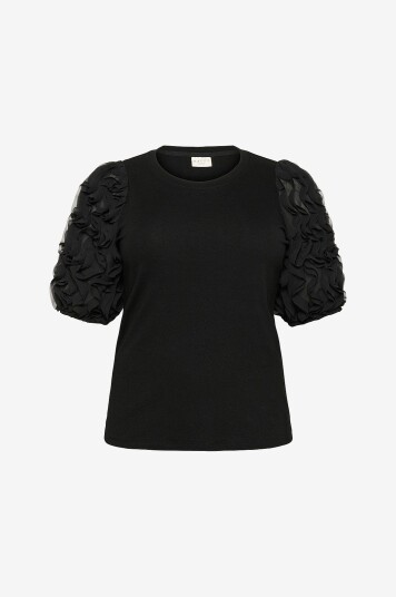 KAFFE Curve Topp kcLucinda Frill Svart KAFFE Curve Topp kcLucinda Frill Svart