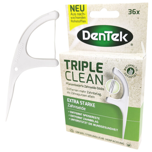 Dentek Eco Triple Clean Floss Plukker Plantebasert 36 stk. Dentek Eco Triple Clean Floss Plukker Plantebasert 36 stk.