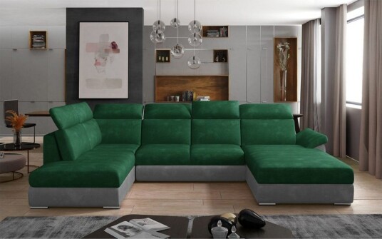 Seksjon Eltap Evanell 336x211x102 cm   Kronos 19 Paros 05 Mørk Grønn Lys Grå Høyre