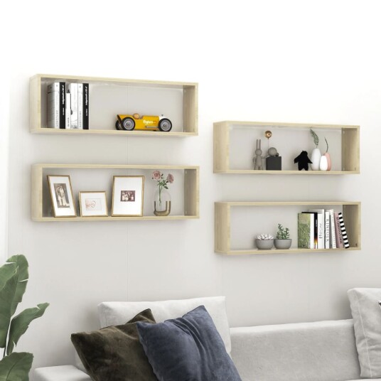 Vegghyller kube 4 stk sonoma eik 80x15x26,5 cm konstruert tre 8720286595343 Vegghyller kube 4 stk sonoma eik 80x15x26,5 cm konstruert tre 8720286595343