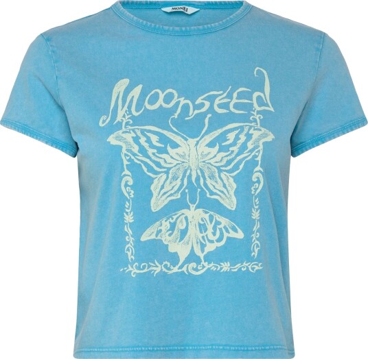 Monki Printed Baby Tee Blue XXS