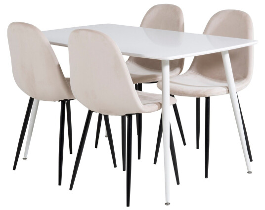 Venture Home Polar Spisegruppe 120 cm Rektangulær med 4 Polar Stoler Beige
