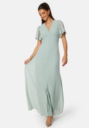 Bubbleroom Occasion Butterfly Sleeve Button Gown Dusty green 34