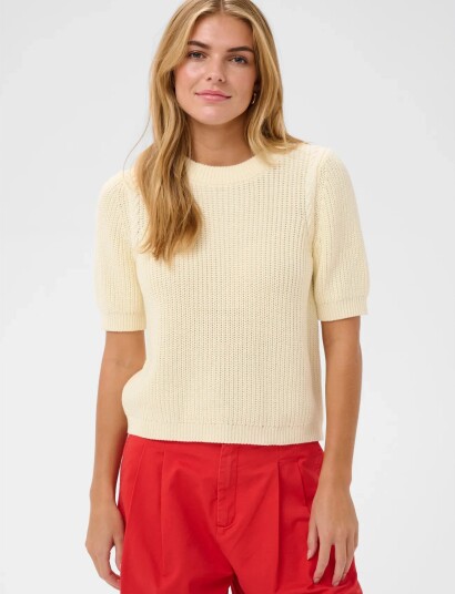 Saint Tropez Piliasz Ss Pullover Cream XL Saint Tropez Piliasz Ss Pullover Cream XL