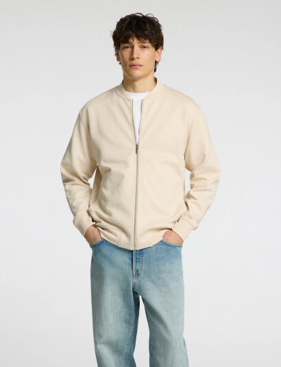 Selected Slhmack Sweat Bomber Ls Noos - Beige - S