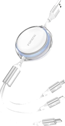 Foneng X113 3-I-1-Kabel 1,1 M Hvit