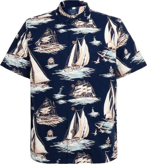 Polo Ralph Lauren Classic Fit Sailboat Print Oxford Shirt Navy S