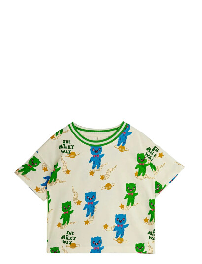 Mini Rodini Aliens Aop Ss Tee   Cream   80/86