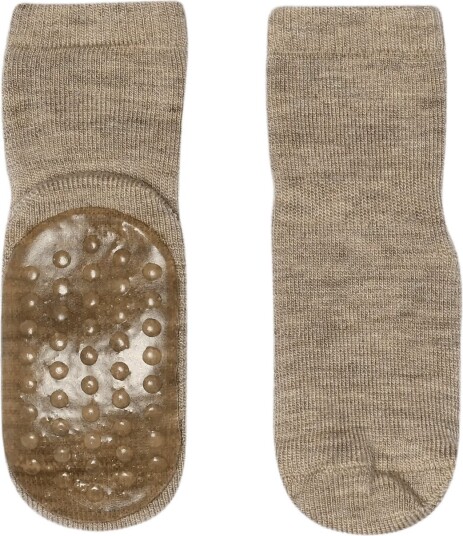 GoBabyGo Wool Socks Anti Slip LIGHT BROWN MELANGE 23/26