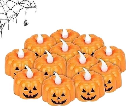 Halloween Batteridrevne LED-Gresskartelys 12 stk