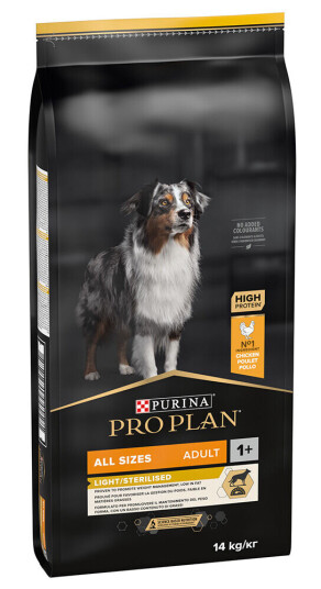 Purina Pro Plan Hundemat Adult Light/Sterilisert Kylling 14 kg - Økonomipakke 2 eller 3 poser Purina Pro Plan Hundemat Adult Light/Sterilisert Kylling 14 kg - Økonomipakke 2 eller 3 poser