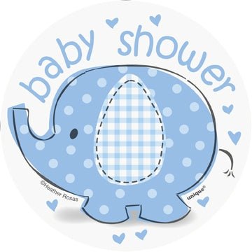 Babyshower Blå Cutouts "Elefant/paraply" 8stk 13cm 