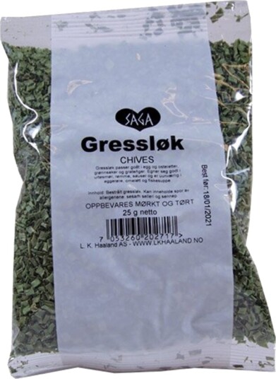 Saga tørket gressløk pose 15 g Saga tørket gressløk pose 15 g