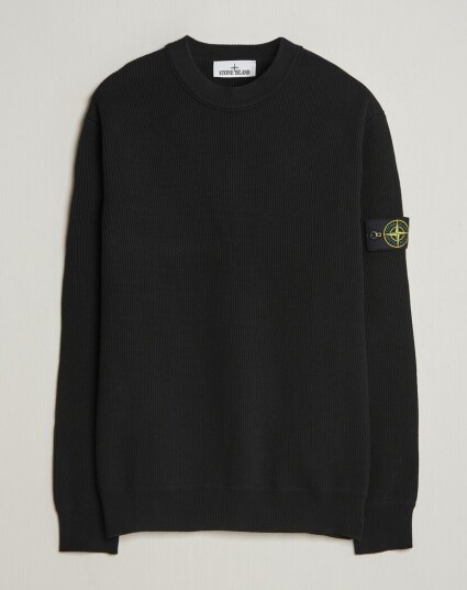 Stone Island Ribbed Soft Organic Cotton Crew Neck Black