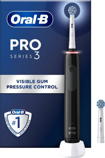 Oral-B Pro 3 3000 Elektrisk Tannbørste med 2 Børstehoder - Svart