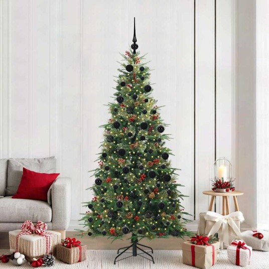  Kunstig sammensatt juletre med 300 LED grønn 210 cm PE og PVC