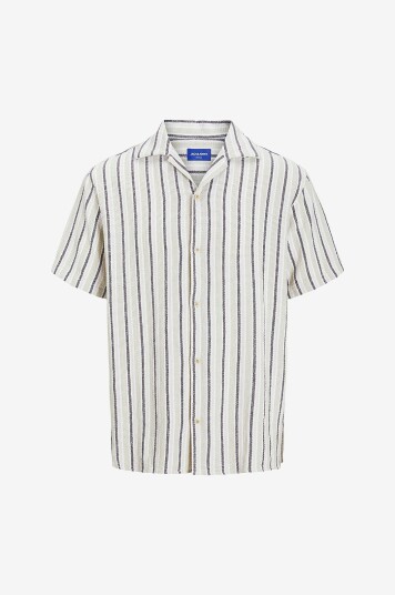 Jack & Jones Skjorte jorCoba Stripe Resort Shirt SS SN Beige