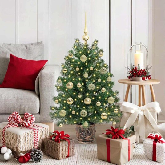Kunstig juletre med 150 LED med stativ grønn 95 cm PE og PVC Kunstig juletre med 150 LED med stativ grønn 95 cm PE og PVC