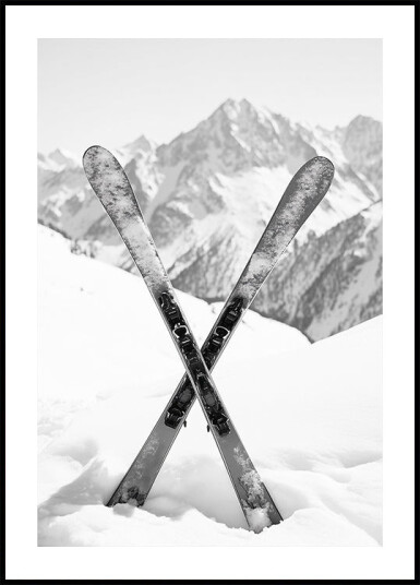Skies Alps Black and White Poster Plakat / 40x50cm