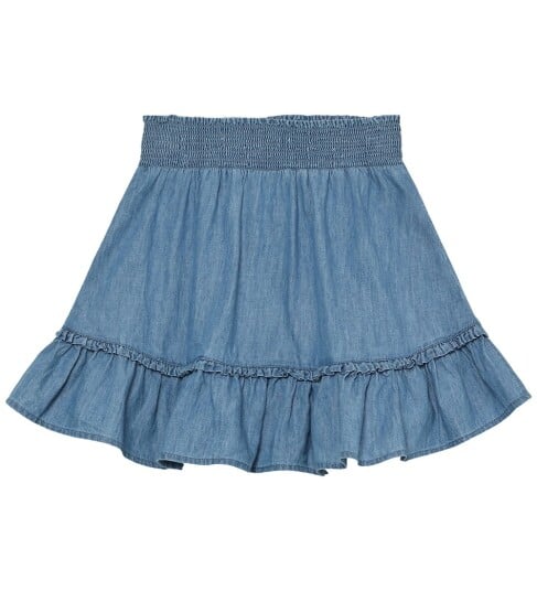 Minymo Skjørt Chambray Blue 104 med Elastisk Midje