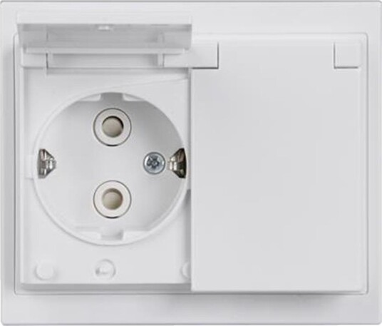 ABB Impressivo Stikkontakt innfelt, jordet, IP44, hvit 2-veis, Strømbrytere & vegguttak