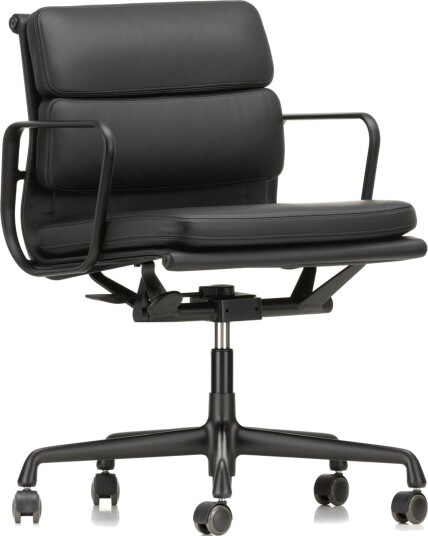 Vitra Soft Pad EA 217 Kontorstol med Sving og Armlener Svart Vitra Soft Pad EA 217 Kontorstol med Sving og Armlener Svart