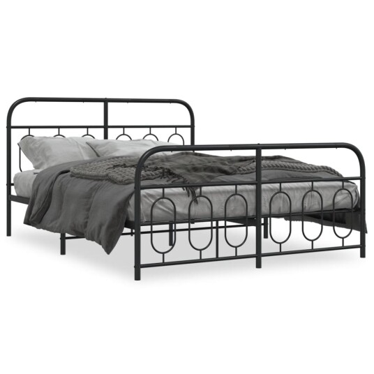  Sengeramme i metall med hode- og fotgavl svart 135x190 cm 8721102646041